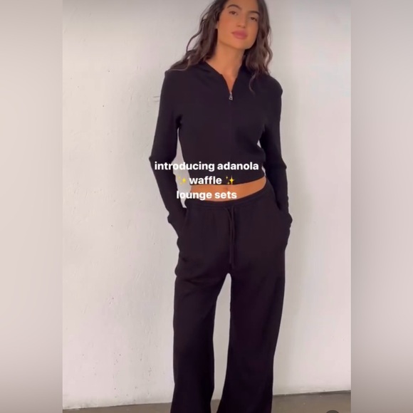 Adanola Waffle Lounge Set in Black - Picture 2 of 6